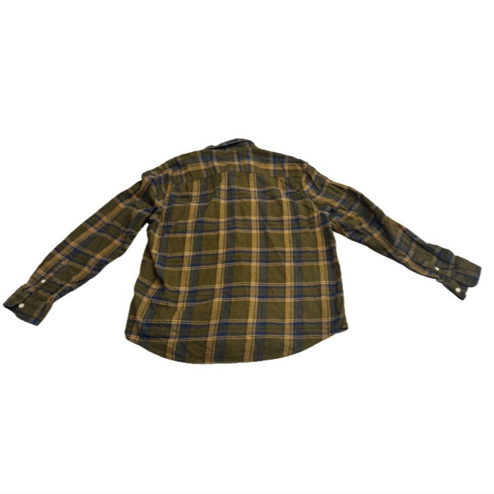 Lucky Brand Harvest Green Blue and Brown Flannel Plaid Button Down - Picture 5 of 5